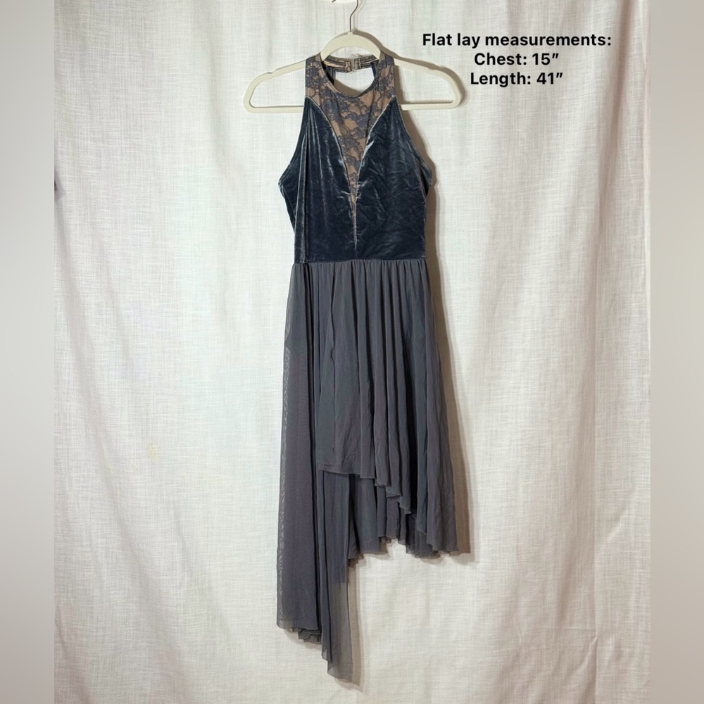 Weissman Gray‎ Velvet Lace Asymmetrical Dance Costume Adult MA